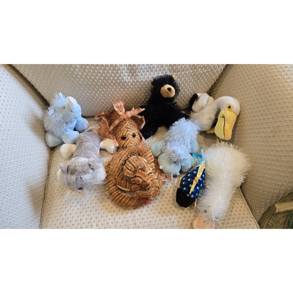 Ganz Webkinz Plush Lot 9 Vintage Retired Animal Bear Snake Dog Pelican Lion Fish